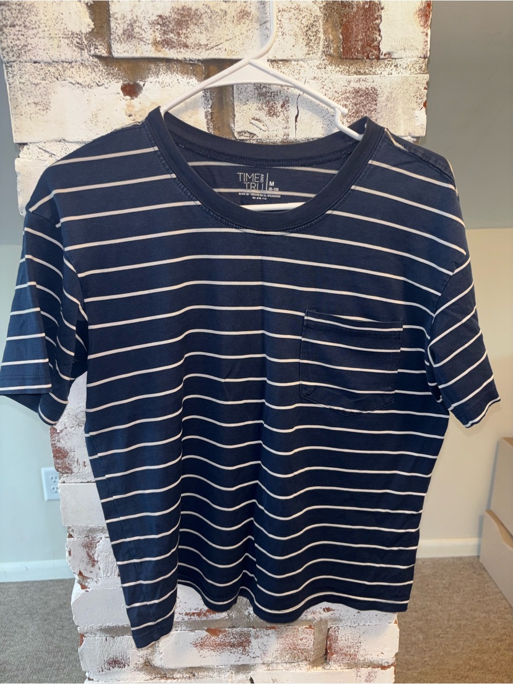 Time and Tru Navy Striped Pocket Tee - Women’s